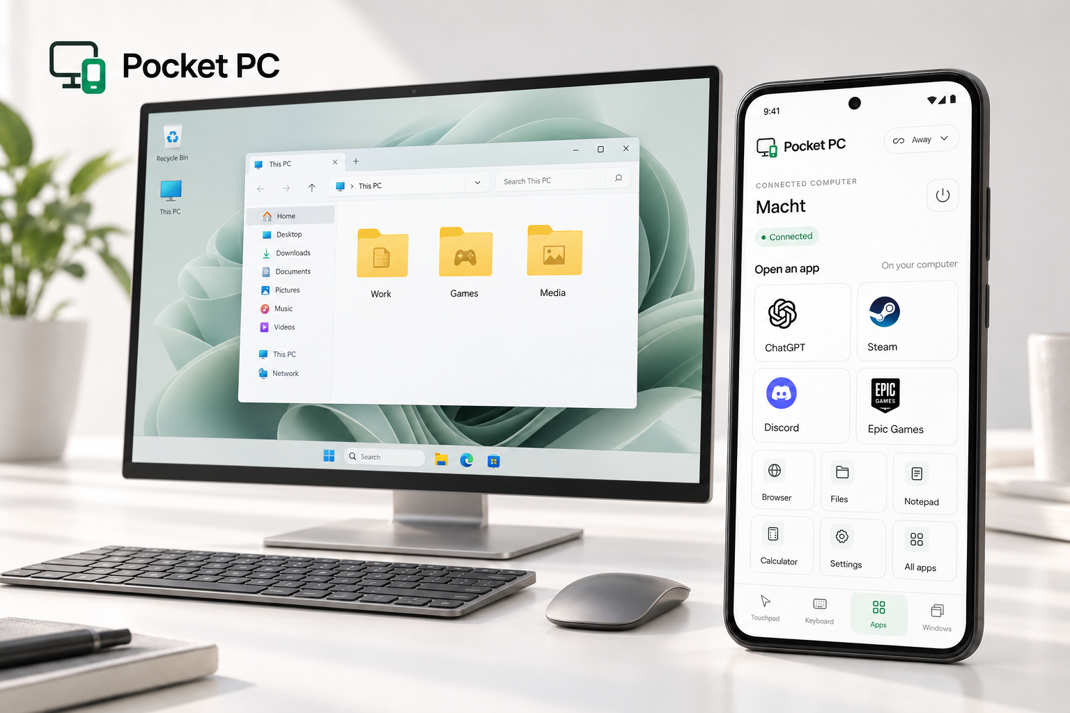 Pocket PC phone and desktop monitor product visualization